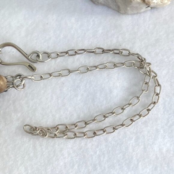 Sterling Silver 925 Tiered Brown Jasper Agate Layered 3 Strand Beaded Necklace - Picture 11 of 16